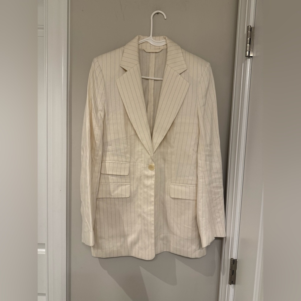 Banana Republic Cream Pinstripe Single-Button Blazer size 8